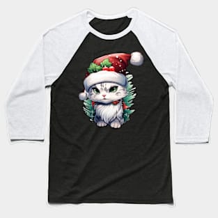 Christmas Cat - Winter Holiday Gift Baseball T-Shirt